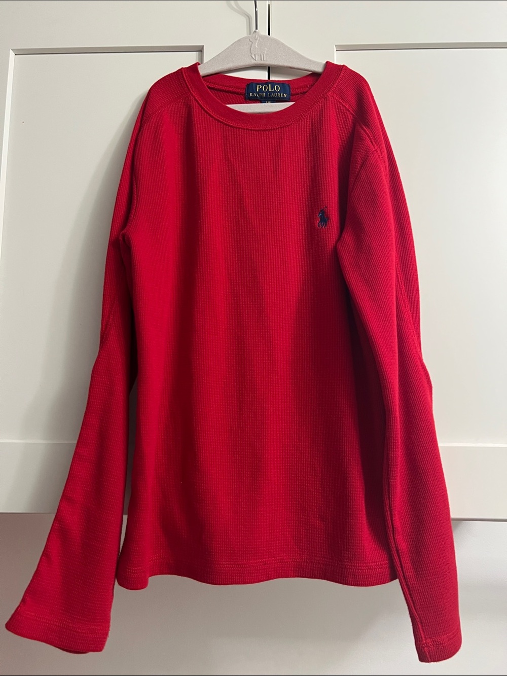 Polo by Ralph Lauren Bright Red Waffle Knit Crewneck Tee